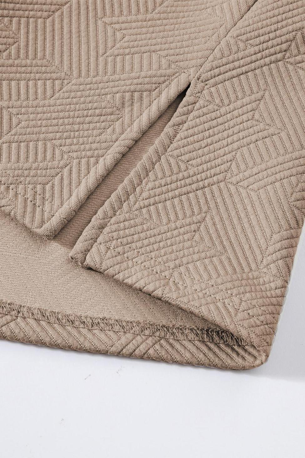 T Shirts | Pale Khaki Textured V Neck Collared Split Hem T Shirt - Women