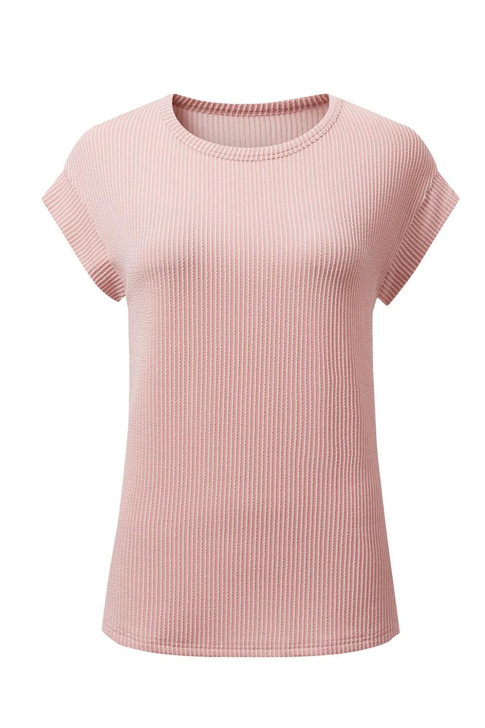 T Shirts | Sepia Rose Twisted Ribbed Textured Plain T Shirt - Women
